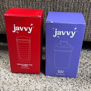 Red Coffee Tumbler and Blue Shaker Bottle Set
